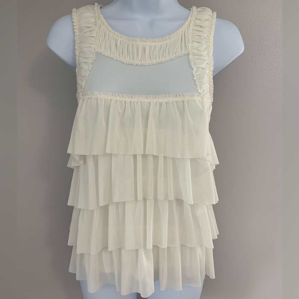 Express Cream Ruffled Tiered Tank Top